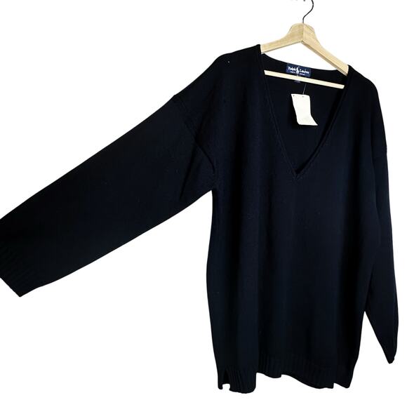 RALPH LAUREN BLUE LABEL 80s Deadstock Blue V-Neck Wool Knit Sweater Large Womens - Picture 11 of 15